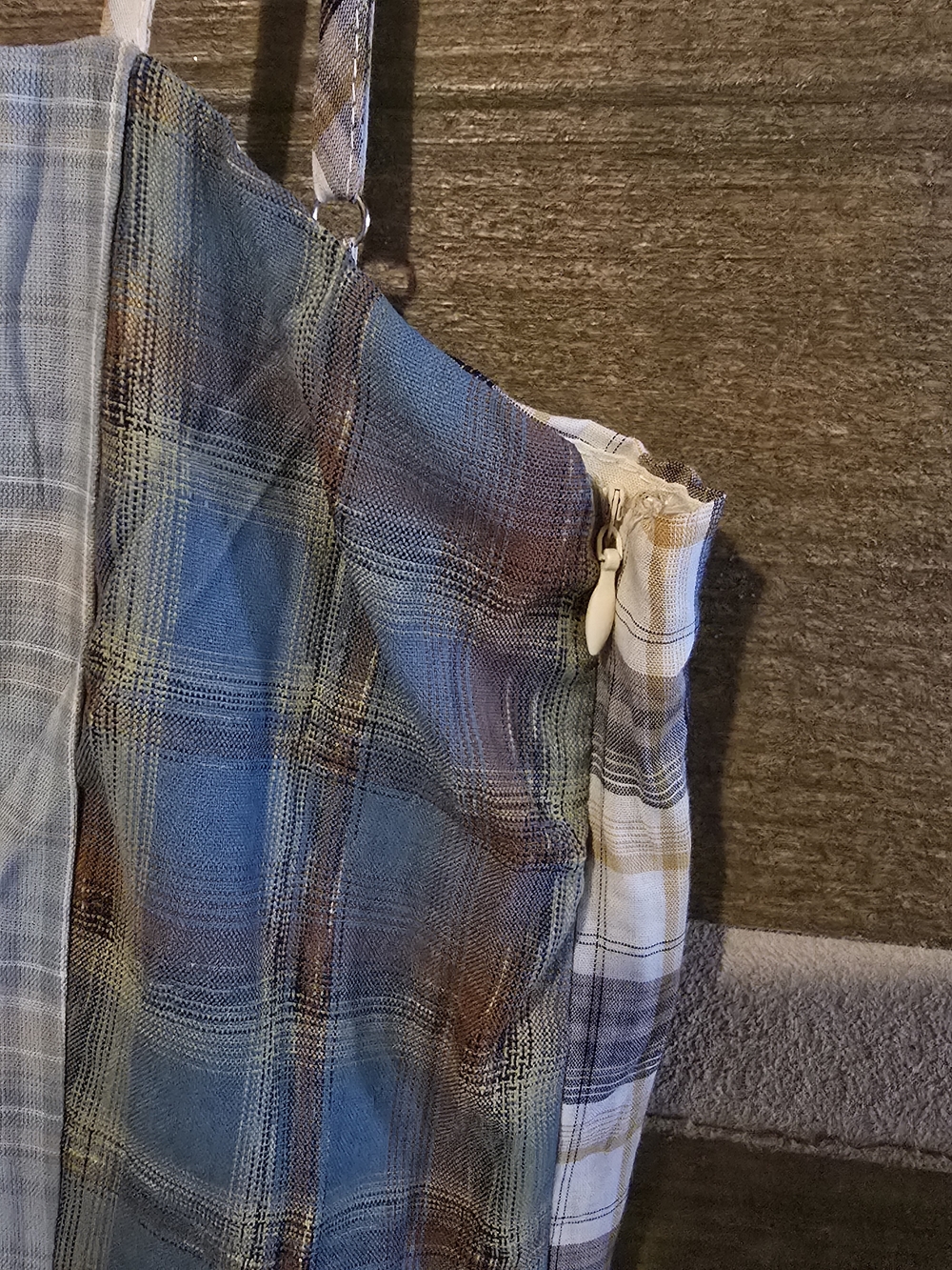 Plaid Patchwork Sundress - Blue & Cream - Picture 2 of 6
